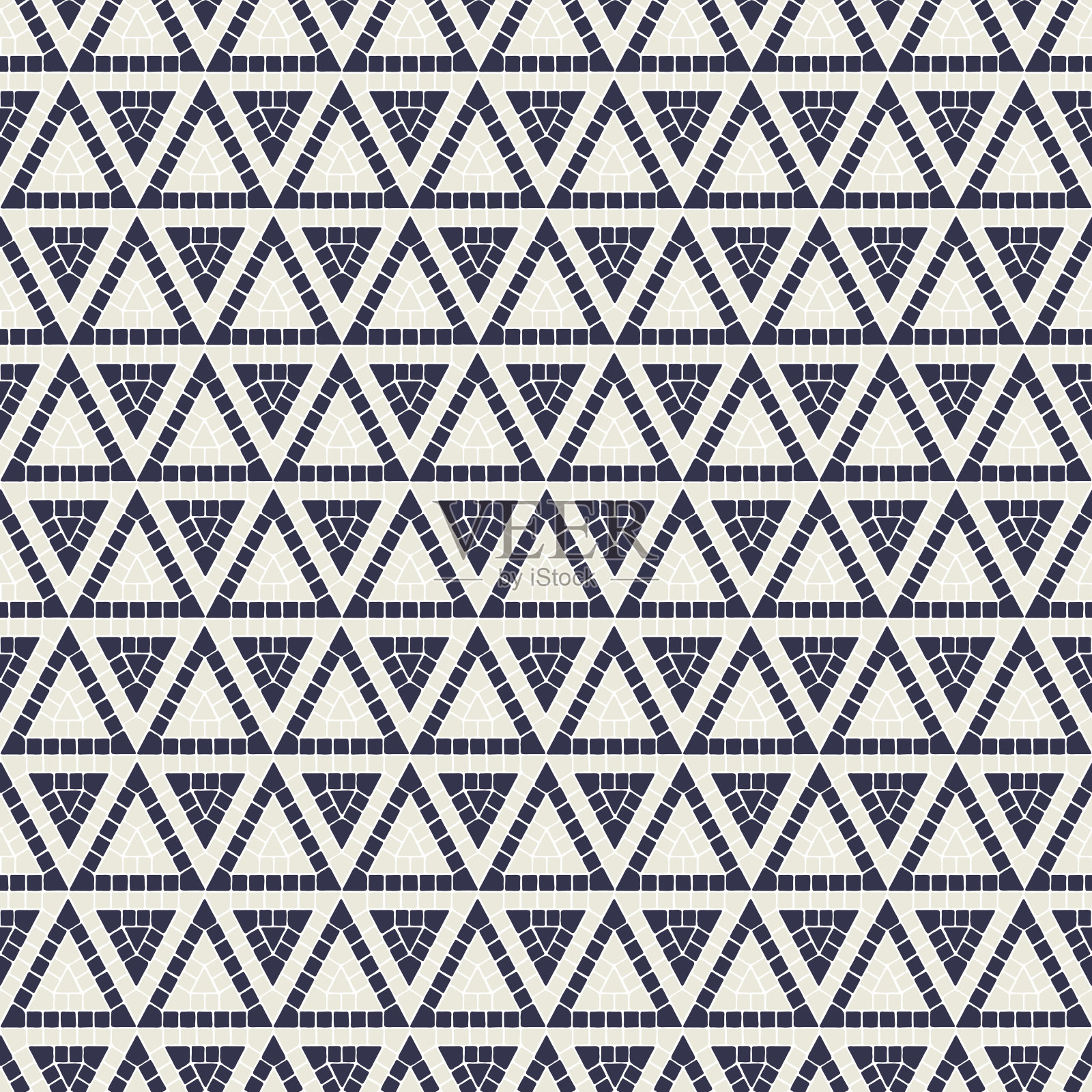 古代几何镶嵌无缝图案。装饰古色古香的石头装饰品。插画图片素材