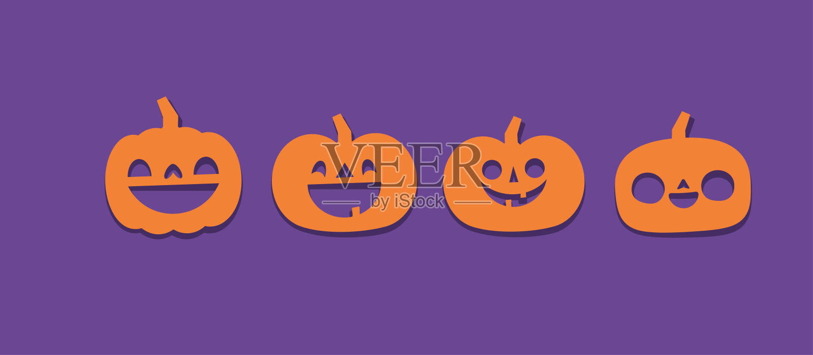 万圣节雕刻南瓜。杰克O灯平面图标。插画图片素材