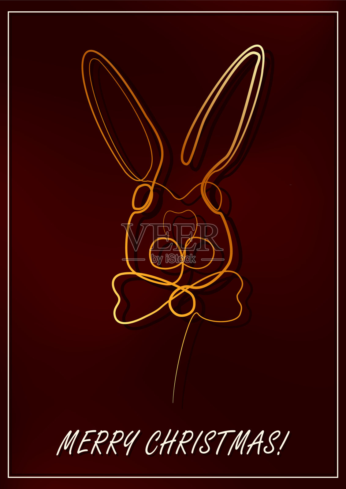 A4贺卡，以金兔子为中国2023年新年的象征插画图片素材