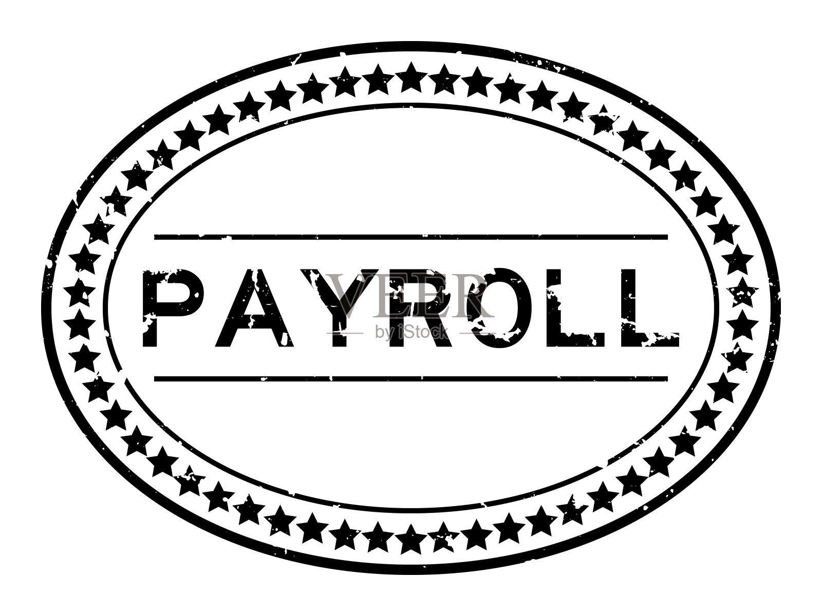 垃圾黑色工资字椭圆形橡胶印章邮票在白色背景插画图片素材