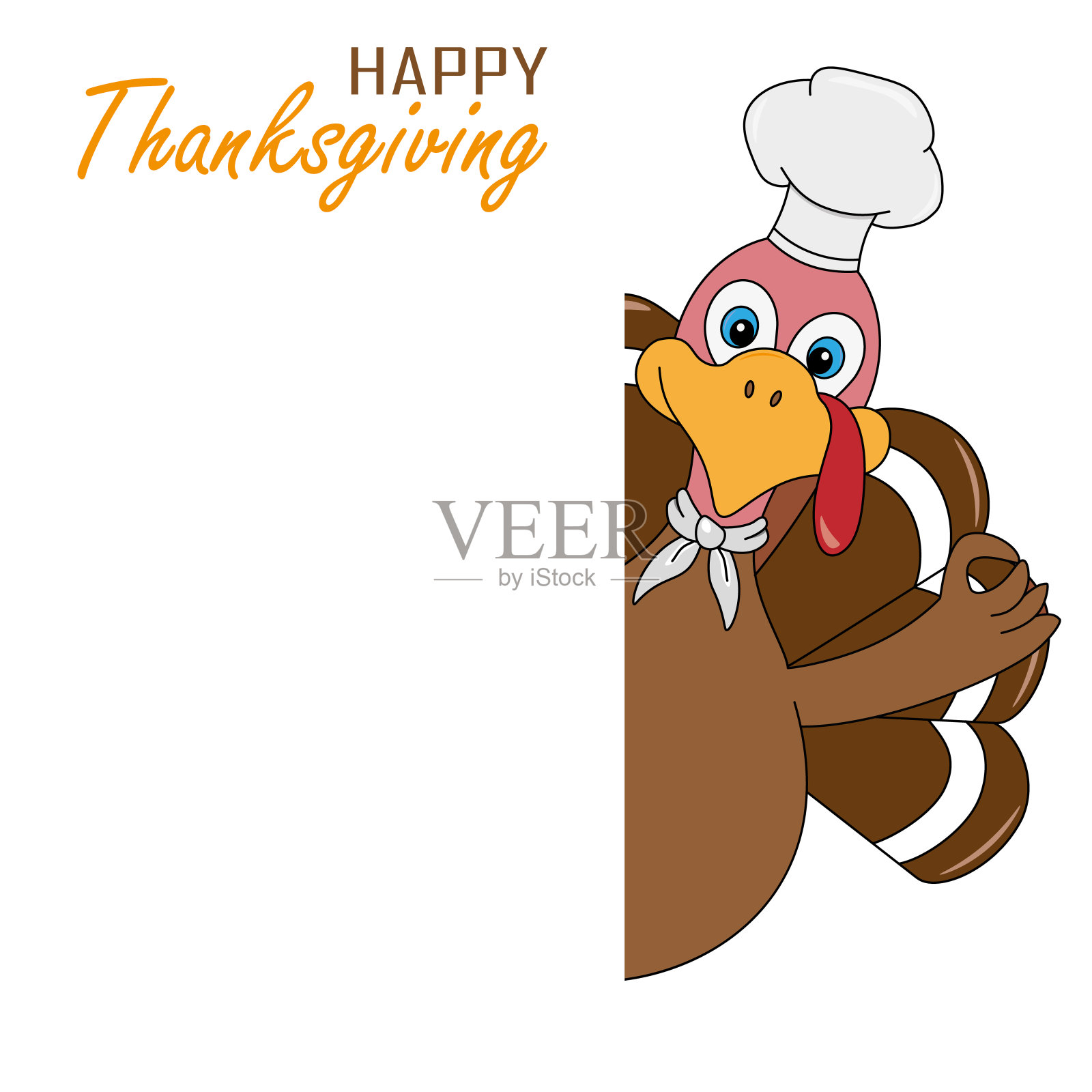 感恩节贺卡。土耳其与框架的文字插画图片素材