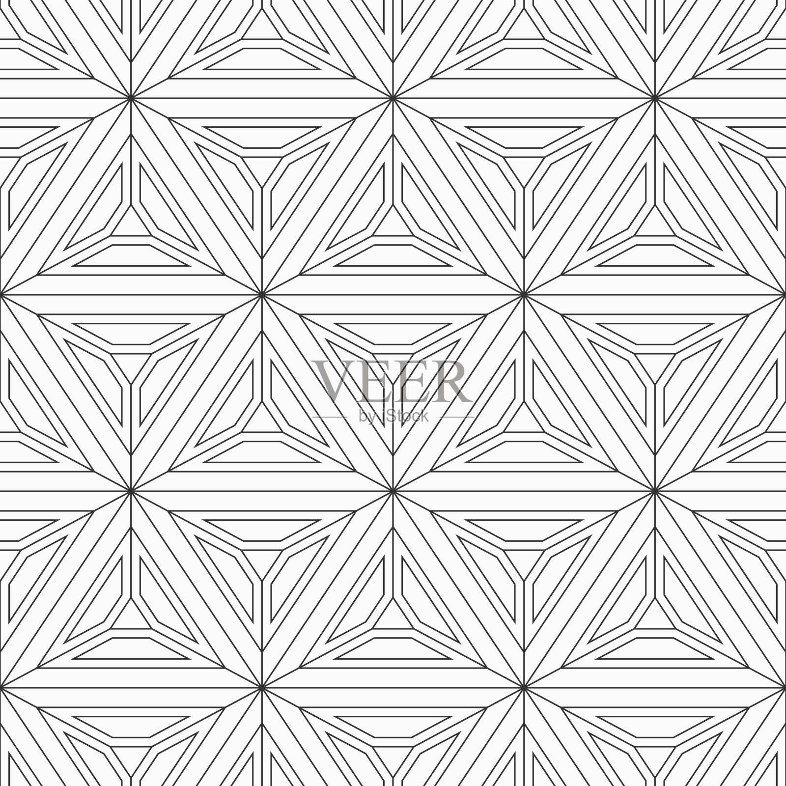 带有三角形的抽象几何无缝图案。轮廓三角形几何晶格。插画图片素材