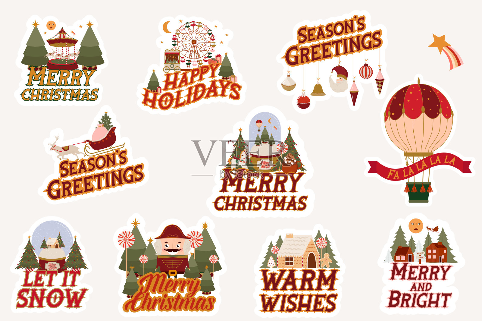 圣诞贴纸系列插画图片素材
