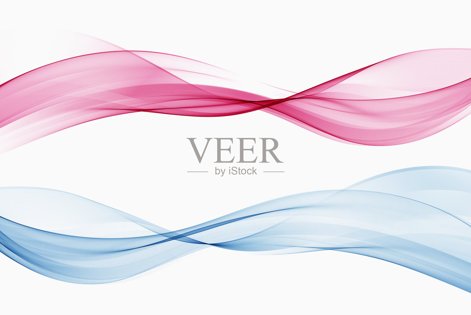 一套平滑波浪线透明波在蓝色和粉红色的颜色插画图片素材