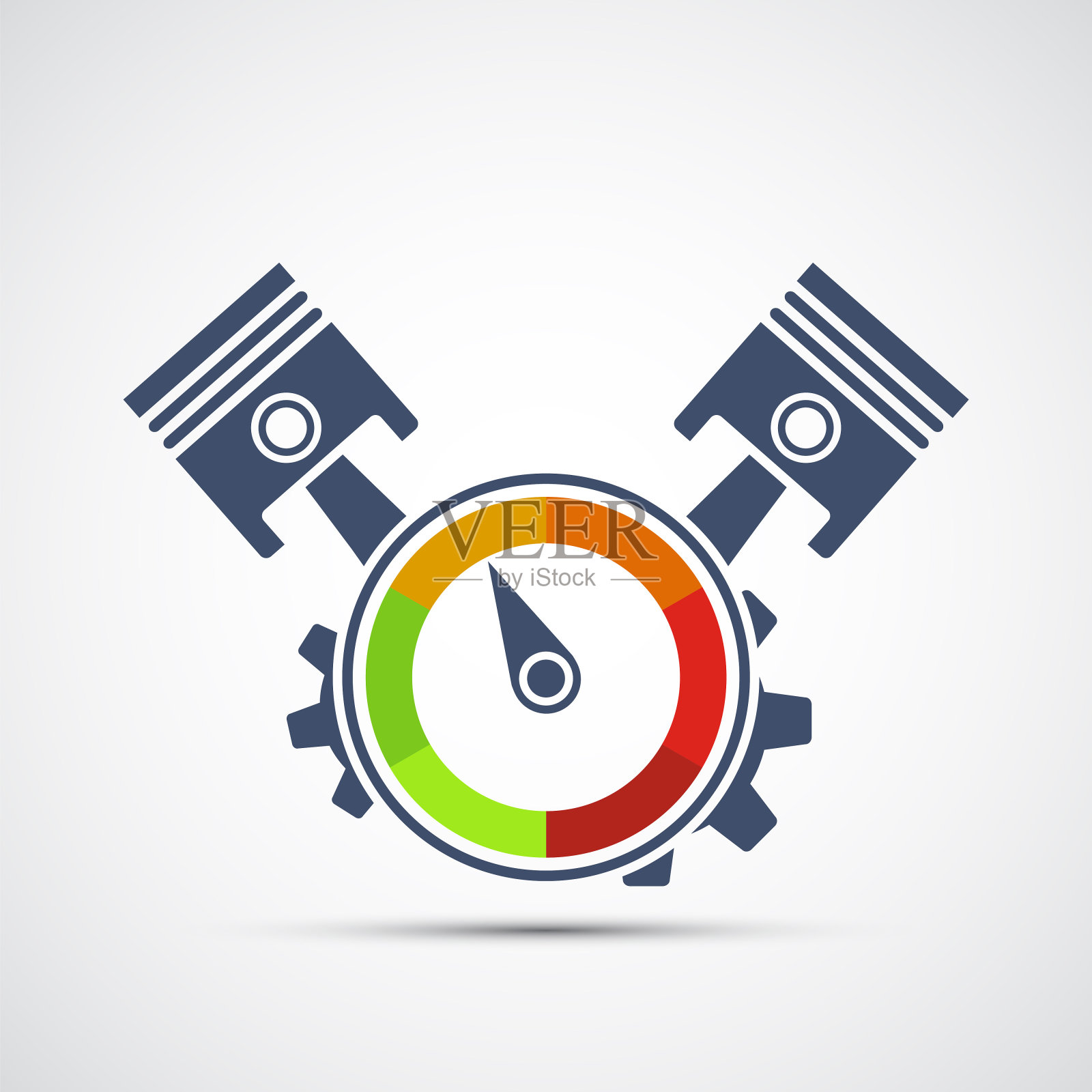 图标发动机与活塞与箭头和刻度插画图片素材