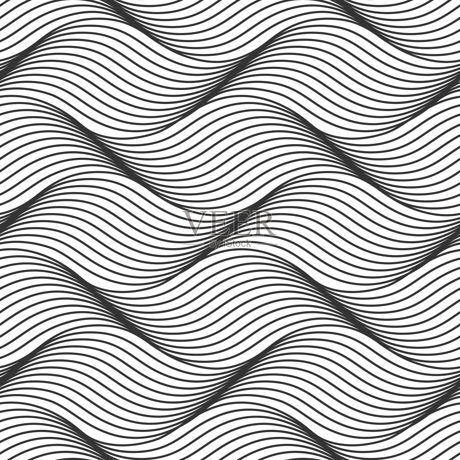 单色波浪线无缝图案。插画图片素材