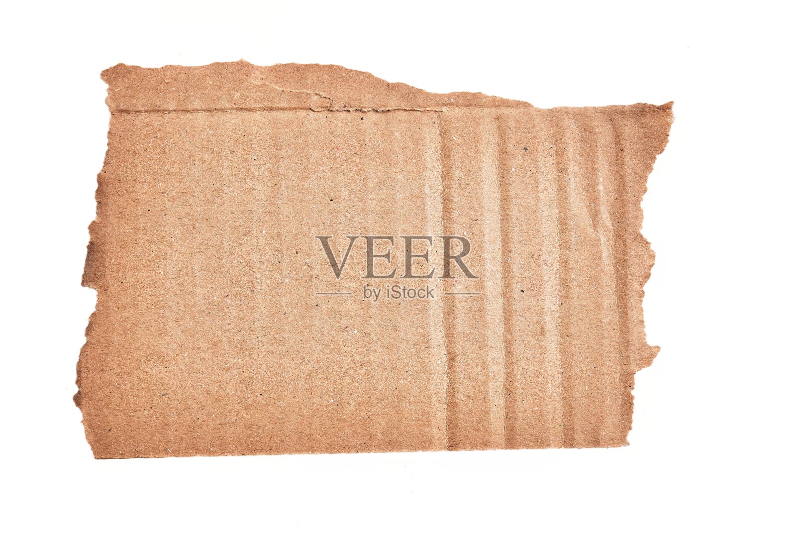 一个撕裂的纸板材料在孤立的白色背景照片摄影图片