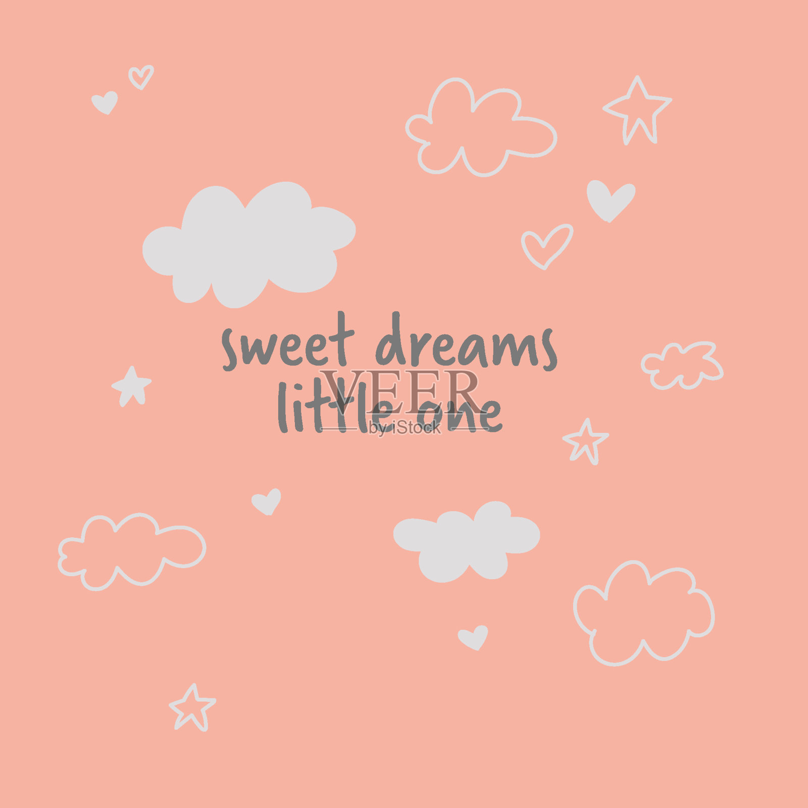 可爱的卡片甜蜜的梦，晚安。睡得好插画图片素材