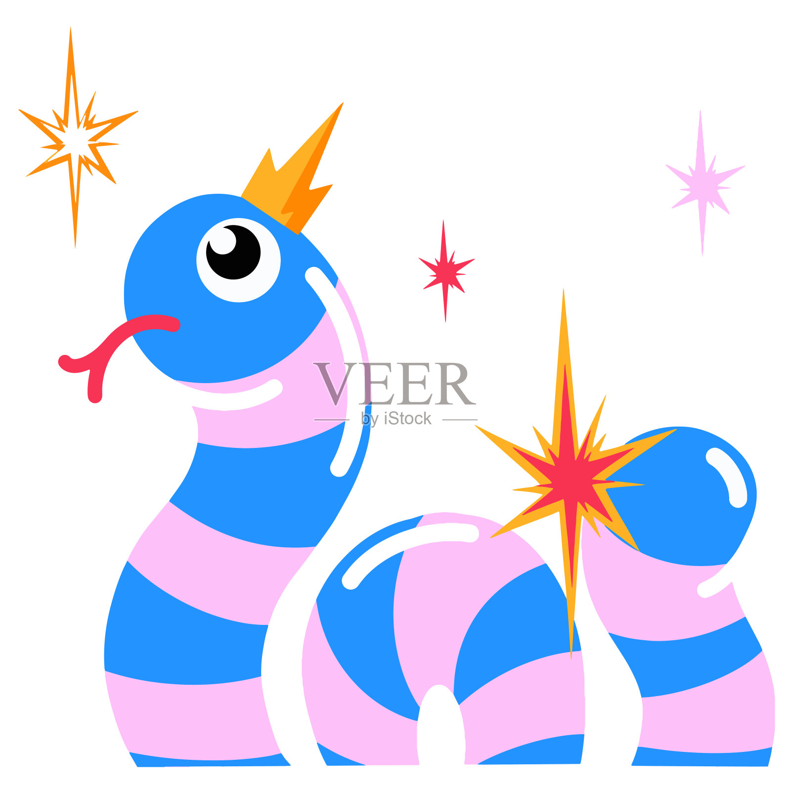 矢量插画蛇，明亮的手绘，抽象漫画图标，儿童风格的平面卡通人物插画图片素材