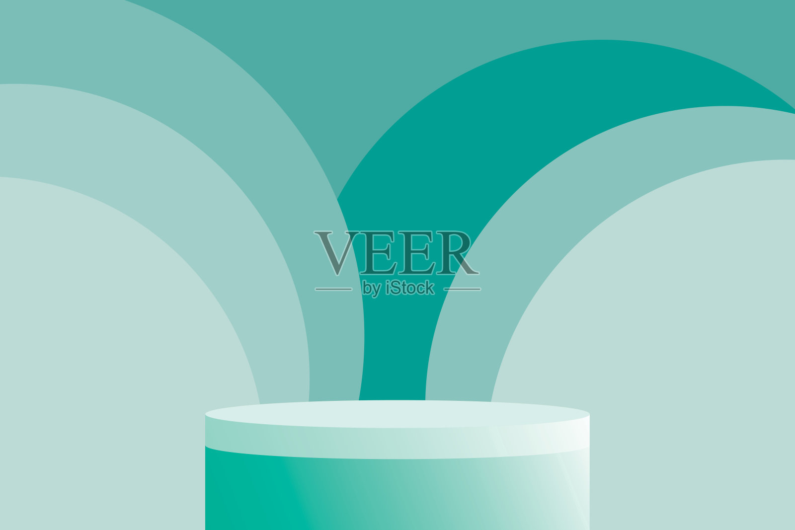 讲台或展台展示产品绿色的最小场景。设计产品或化妆品，舞台展示。插画图片素材