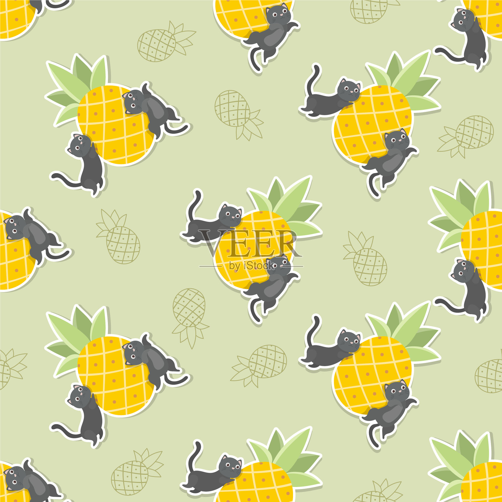 圣诞卡通无缝图案插画图片素材