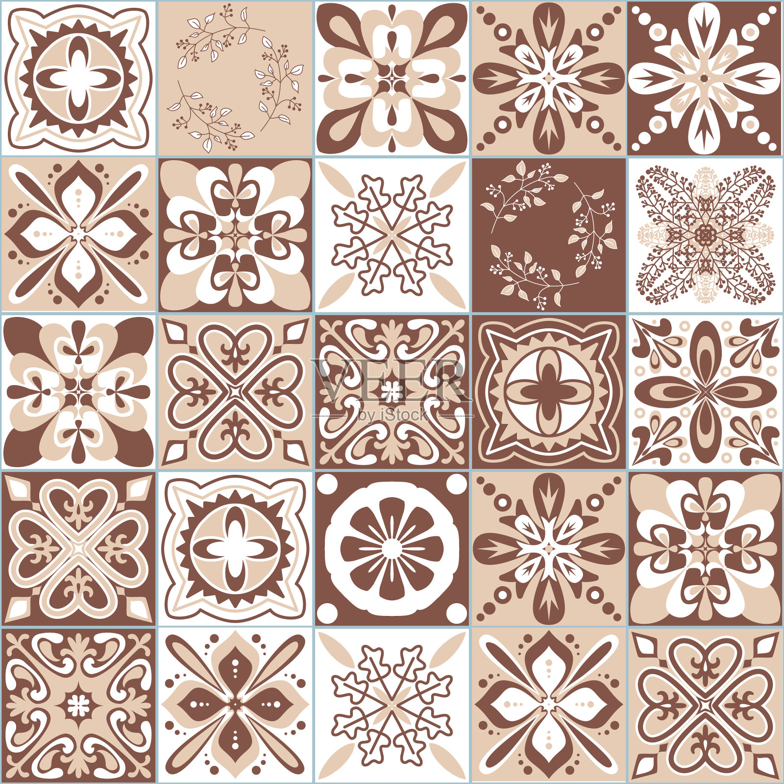 Azulejo talavera西班牙瓷砖花插画图片素材