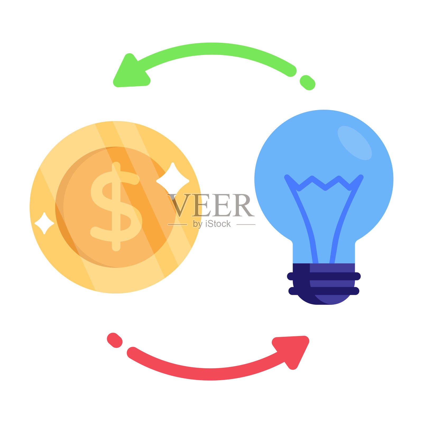 一个可定制的扁平财富图标插画图片素材