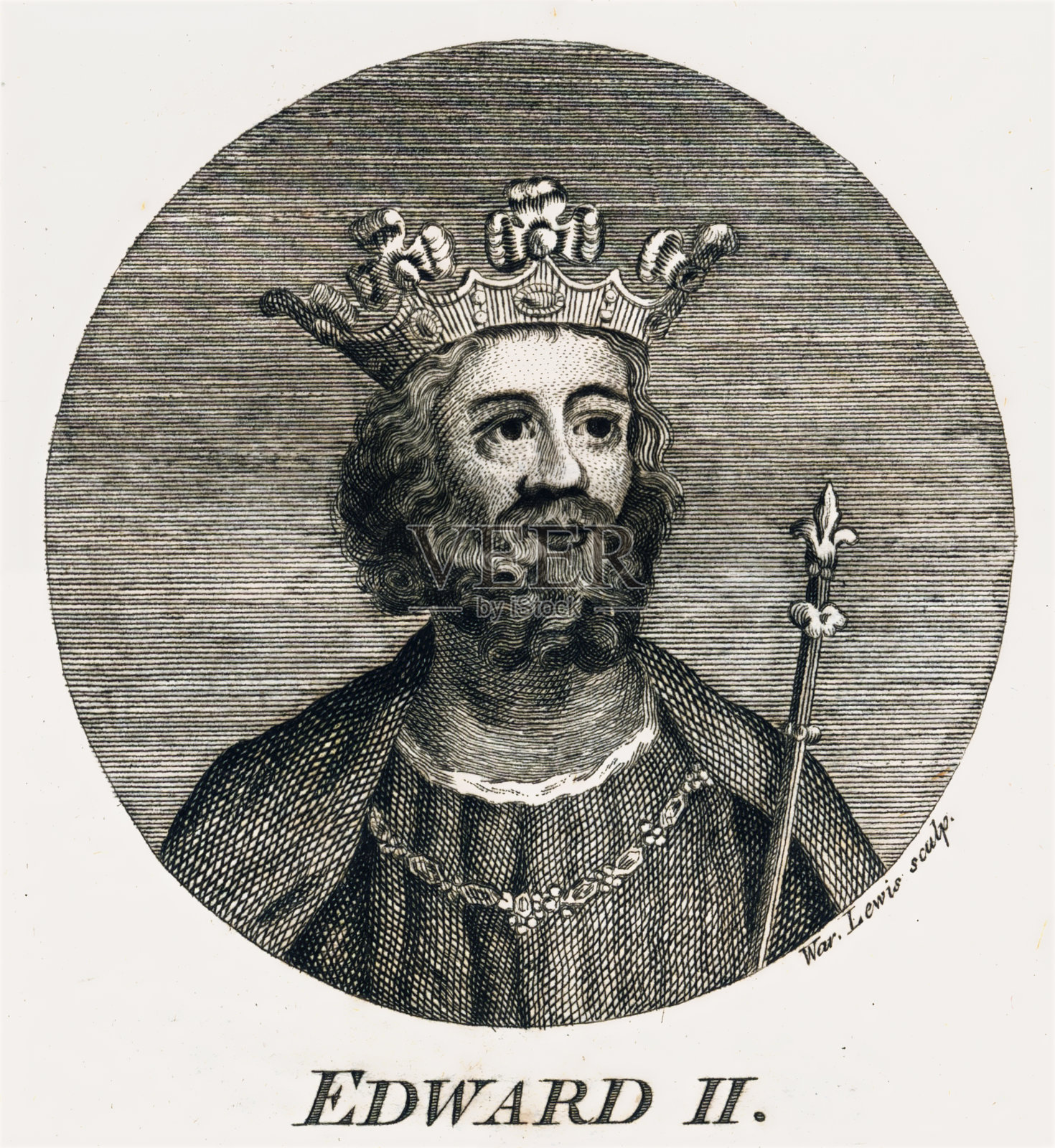 国王爱德华二世画像18世纪插画图片素材