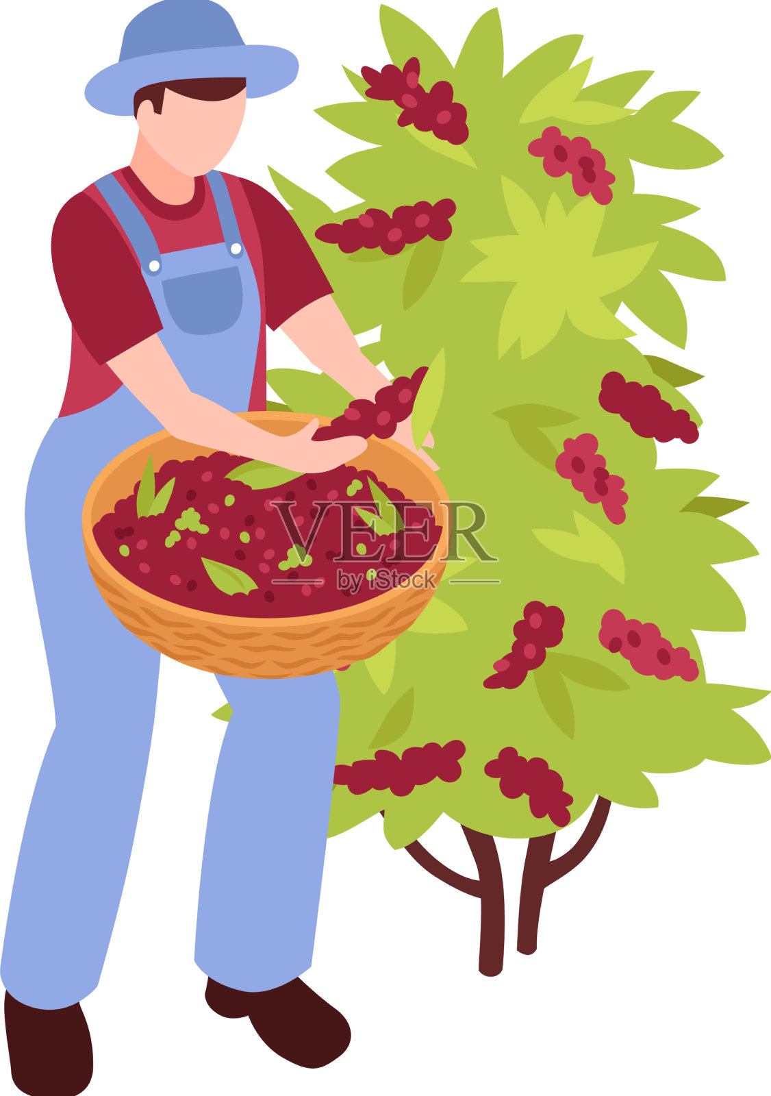 等距咖啡收割机设计元素图片