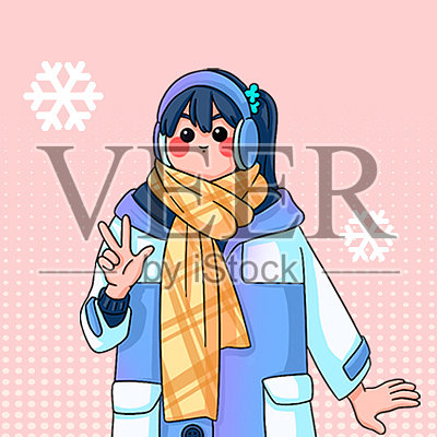 粉色情侣头像女孩手机头像设计模板素材