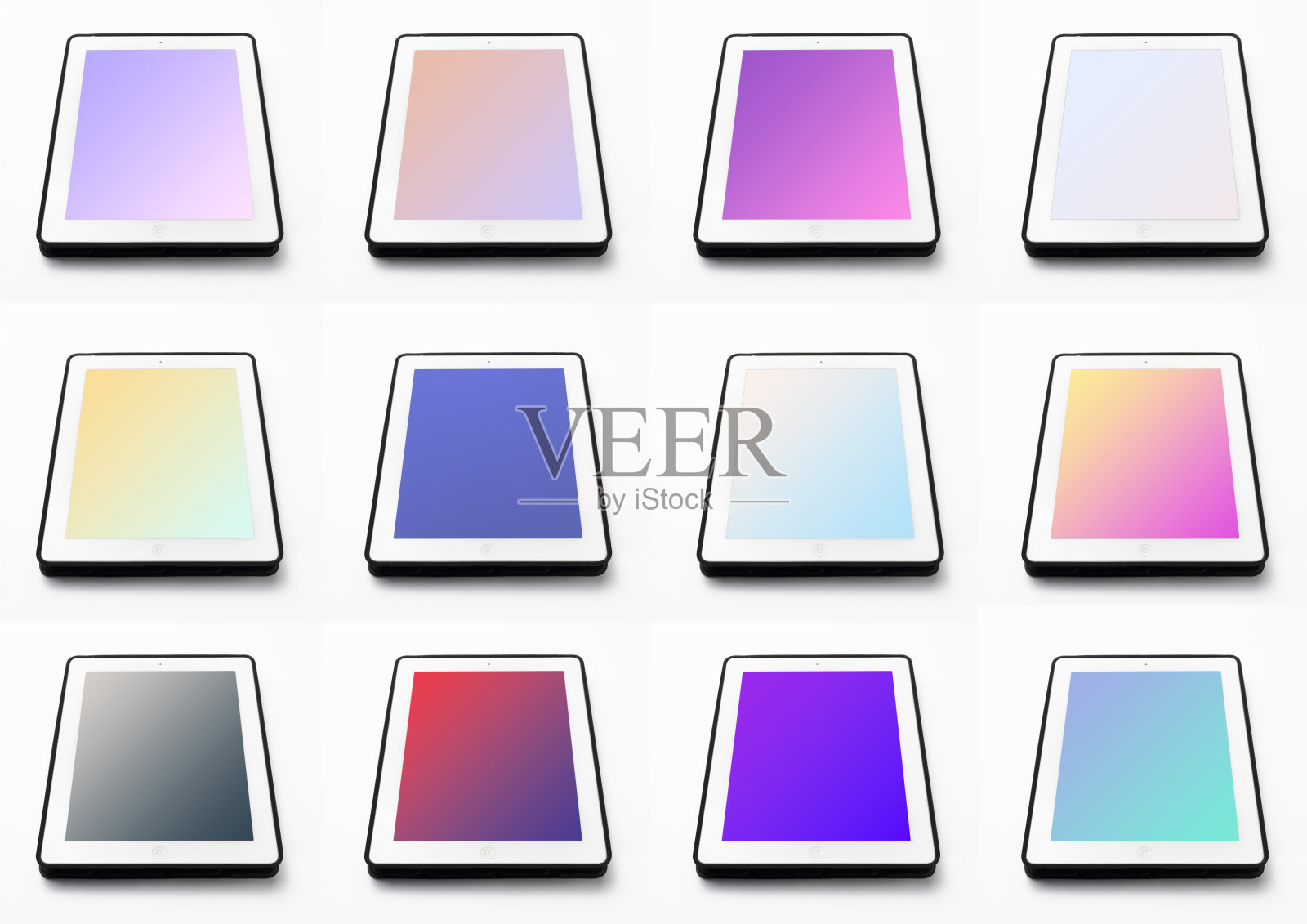 设置现代数码平板电脑的特写隔离在白色照片摄影图片