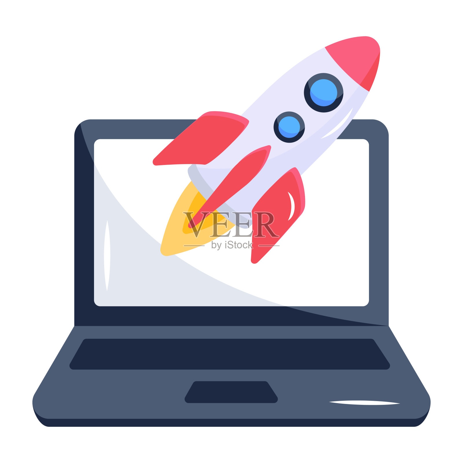 应用程序启动扁平图标，可编辑设计插画图片素材