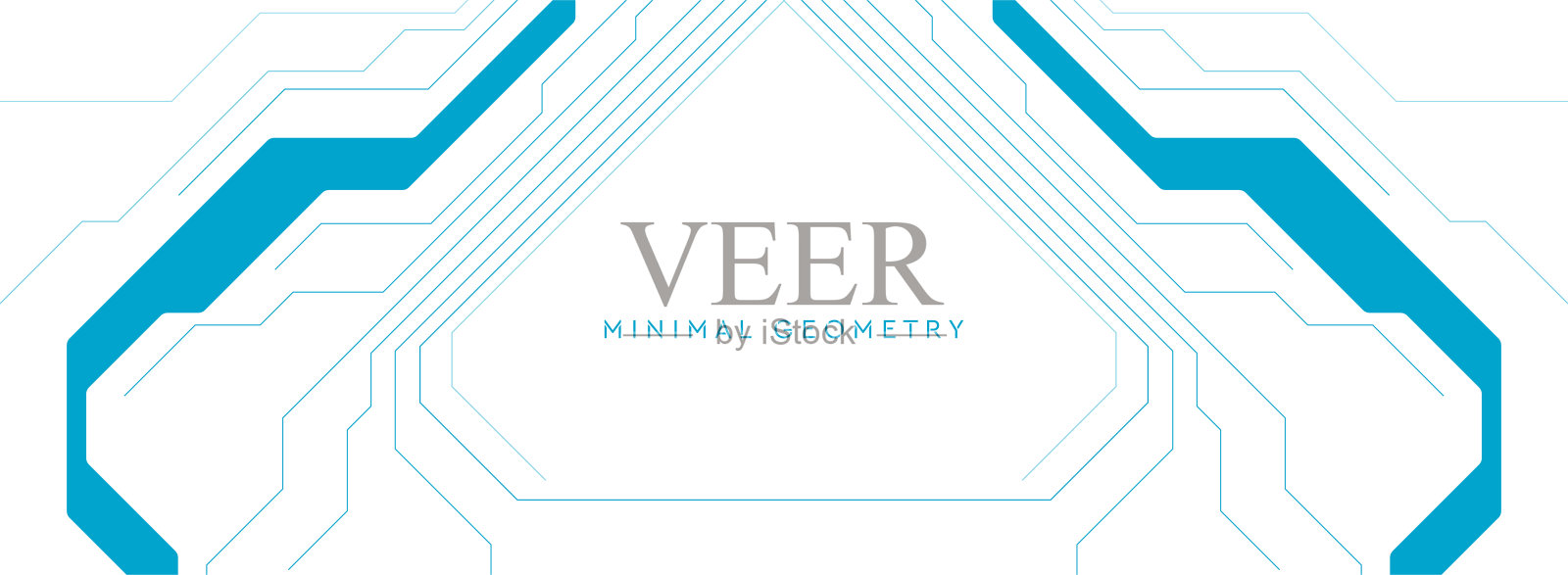 蓝色的极简线条抽象了未来科技的背景插画图片素材