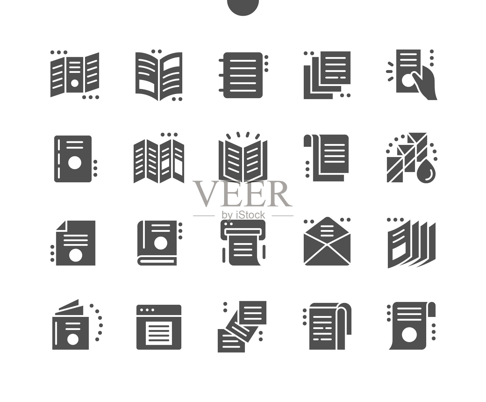 手册。广告，卡片，传单，版面，小册子，文件，空白和促销。宣传册目录。矢量图标。简单的象形图插画图片素材