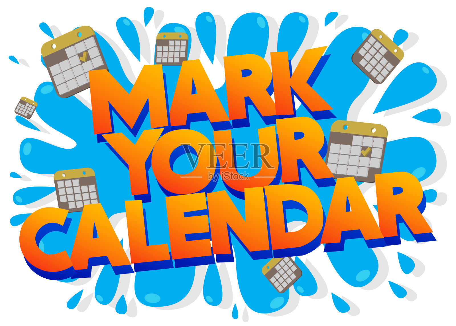 标记你的日历。用卡通风格的儿童字体写的字。插画图片素材