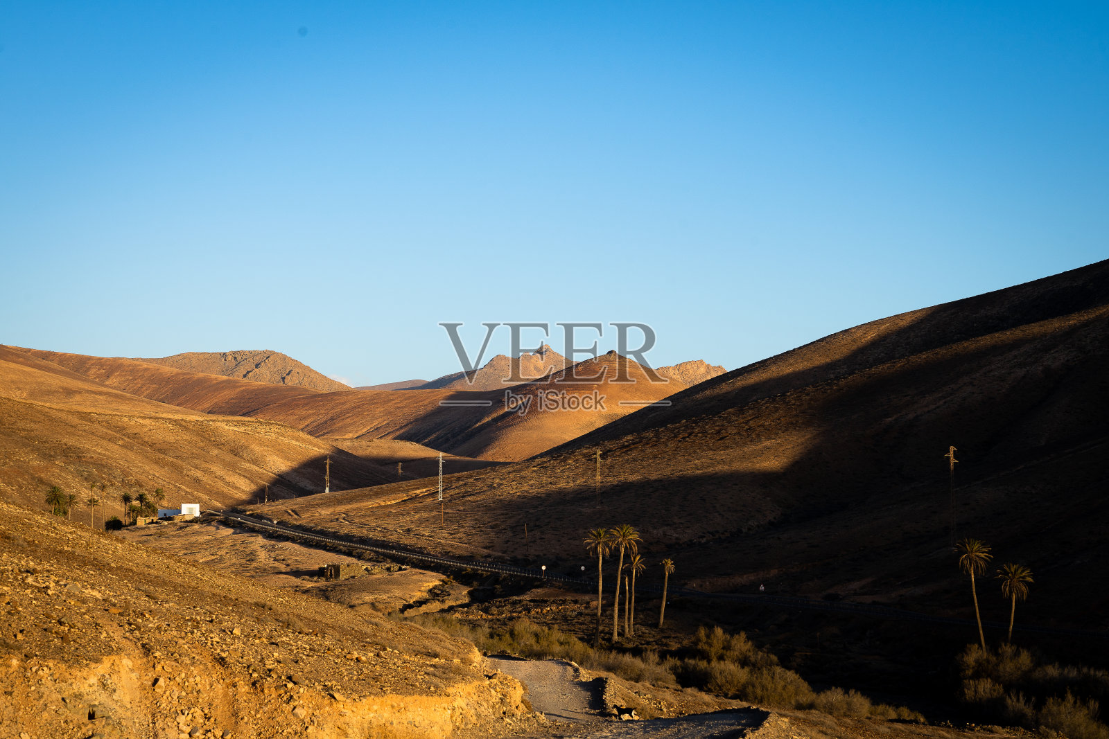 蓝天下的沙漠风光照片摄影图片