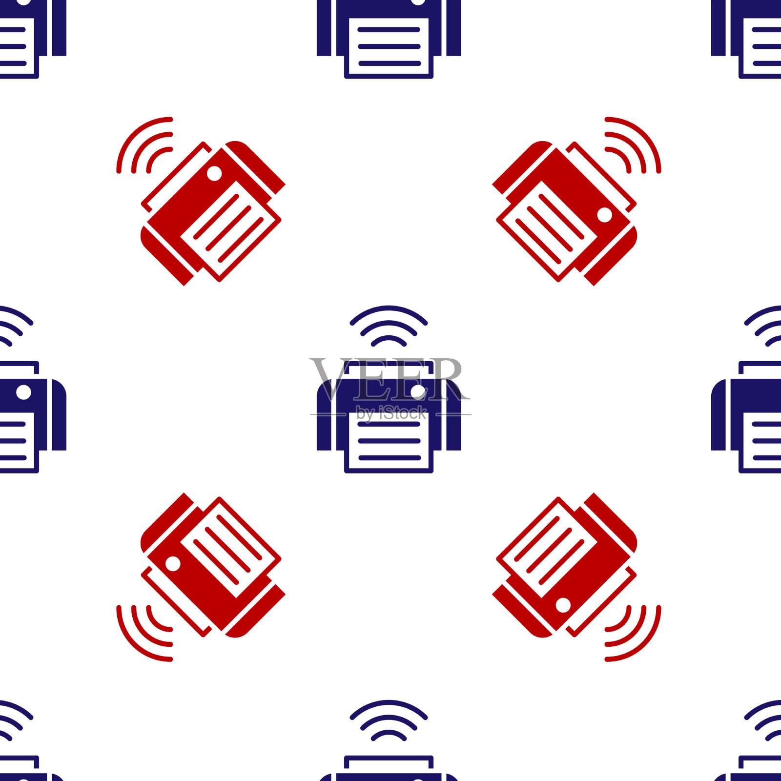 蓝色和红色智能打印机系统图标隔离图标素材