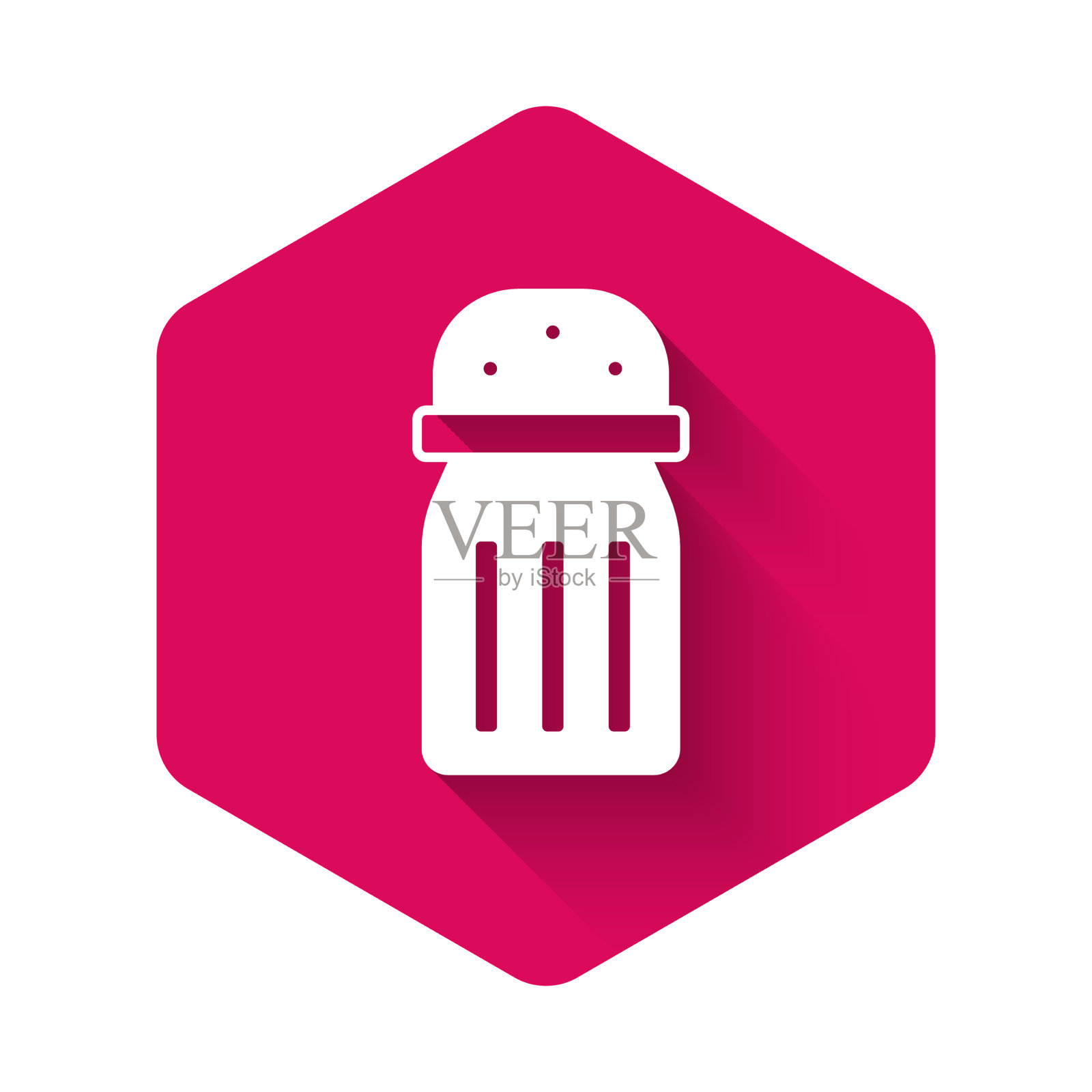 白色盐图标与长阴影隔离图标素材