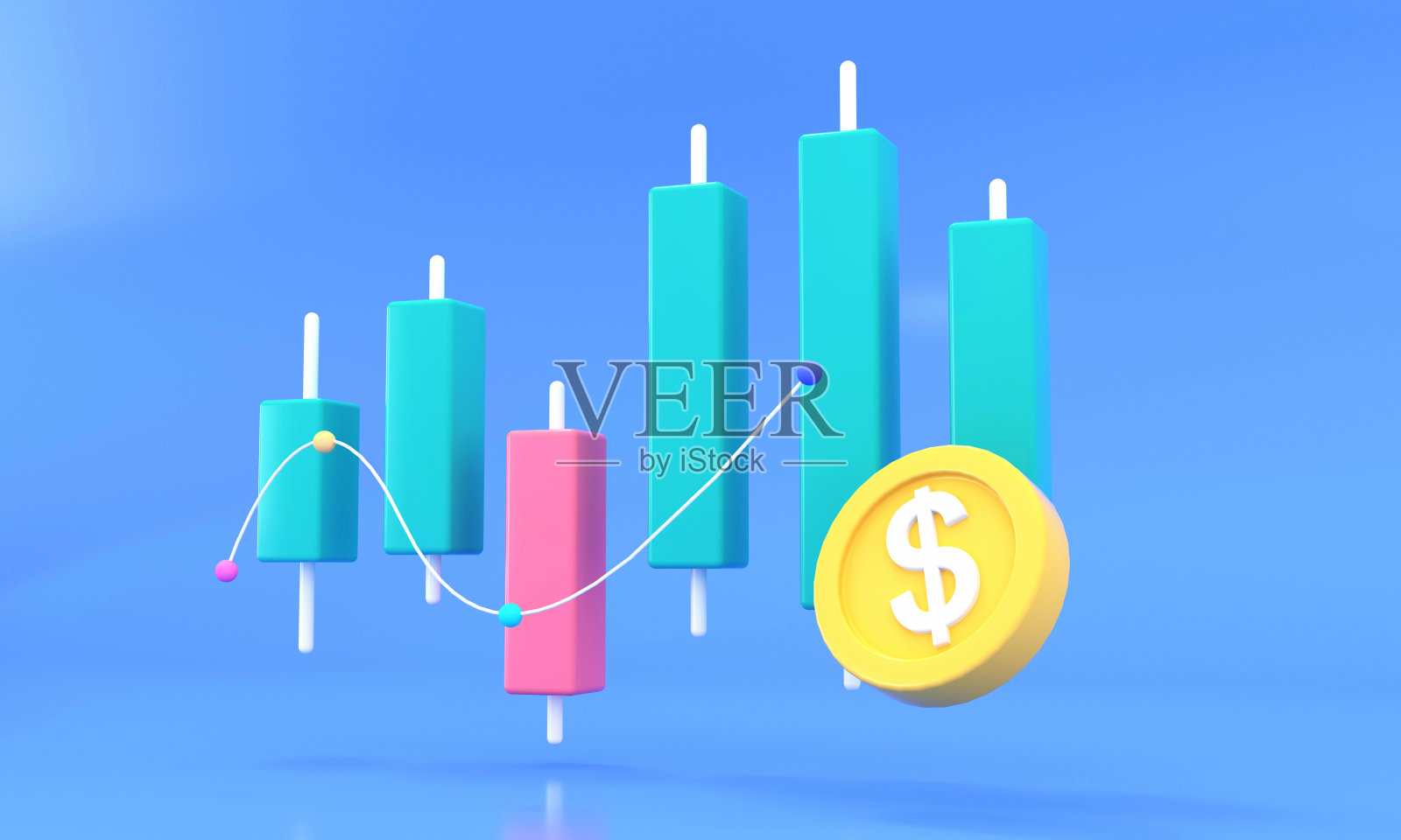 3d渲染经济股票市场增长或下跌概念插画插画图片素材