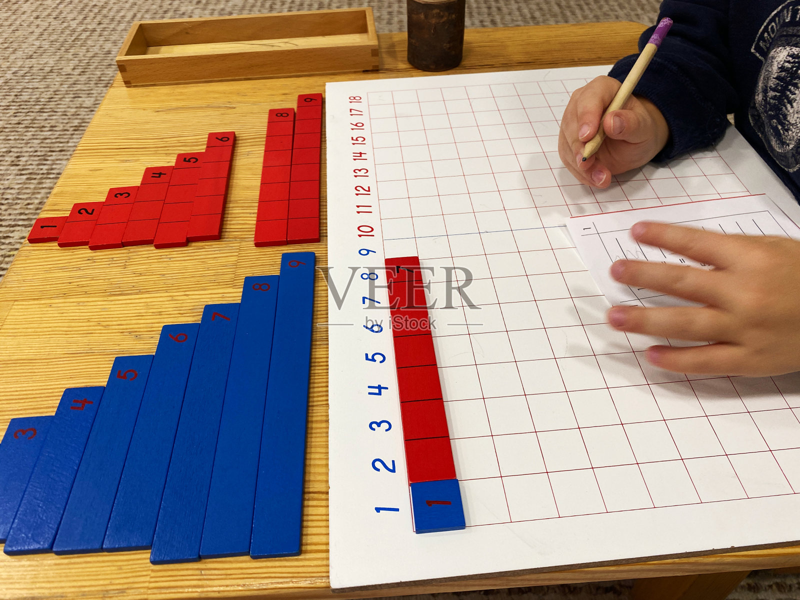 蒙台梭利材料板，添加分段照片摄影图片