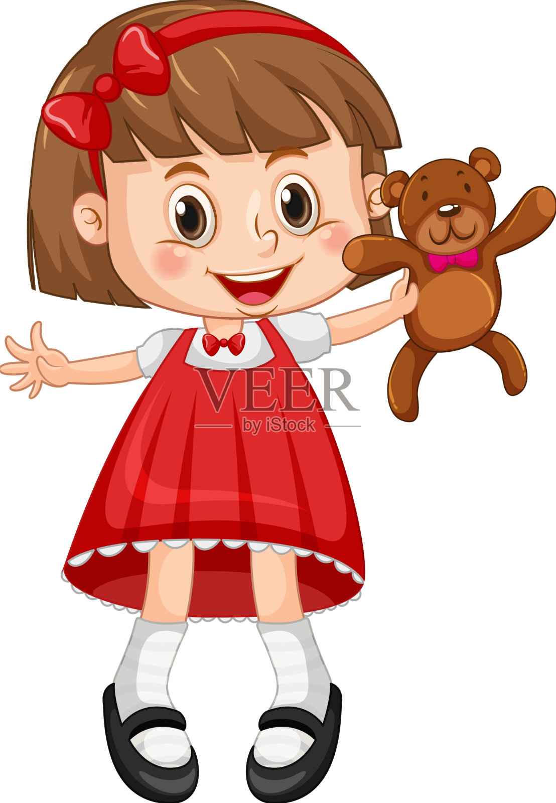 穿着红裙子的可爱小女孩设计元素图片