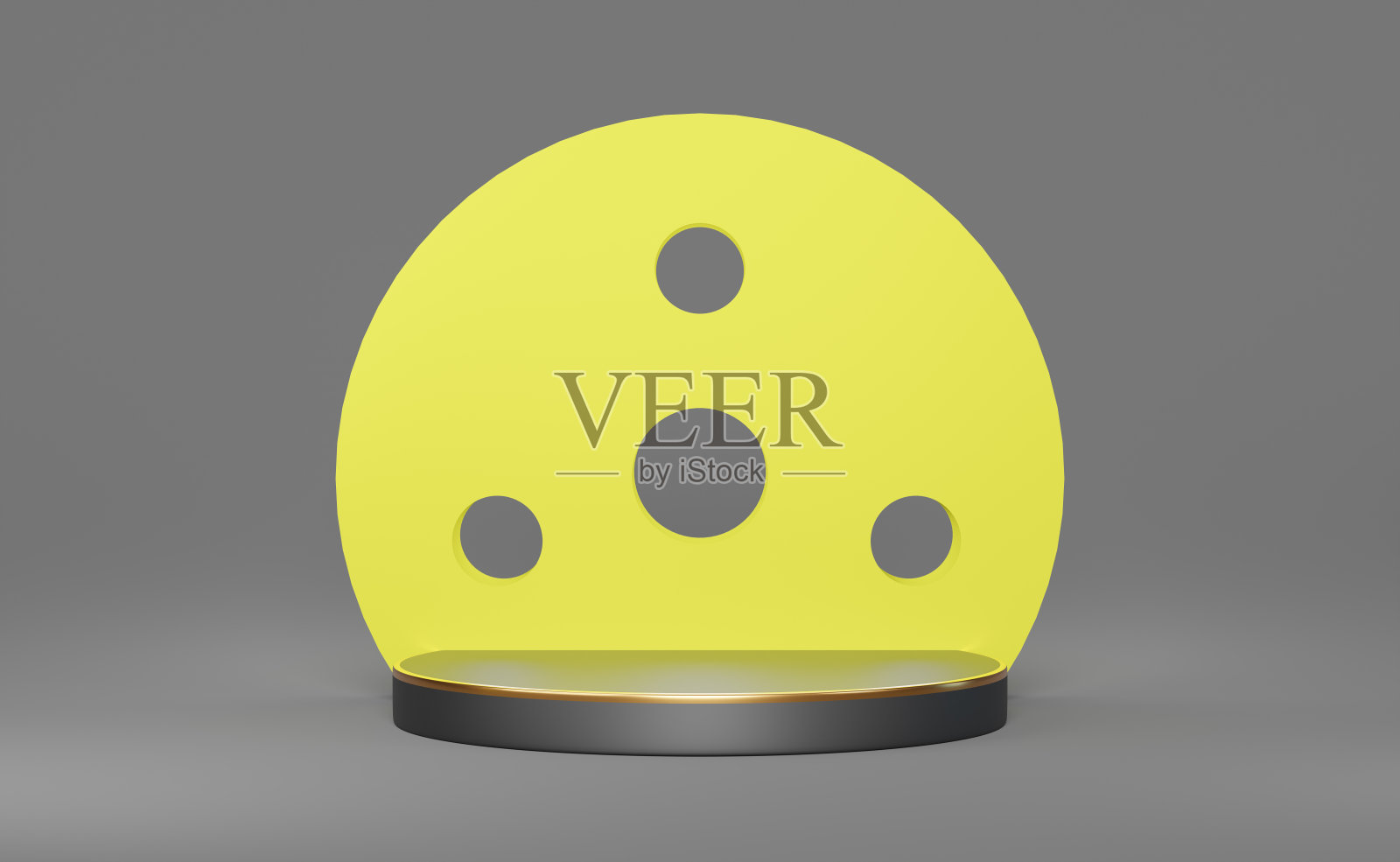 讲台空的几何形状在灰色组成的现代舞台展示和极简主义的模型，抽象的橱窗背景，概念3d插图或3d渲染插画图片素材