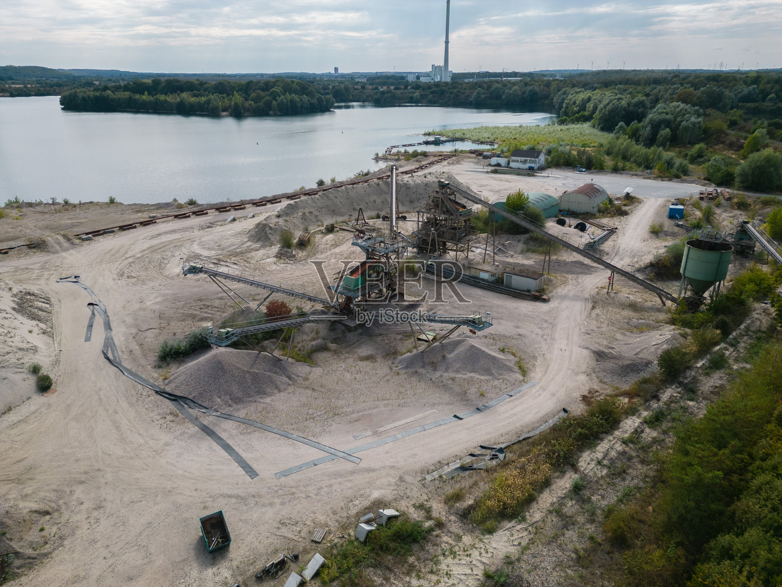 北莱茵-威斯特法伦州的砾石和砂石开采照片摄影图片