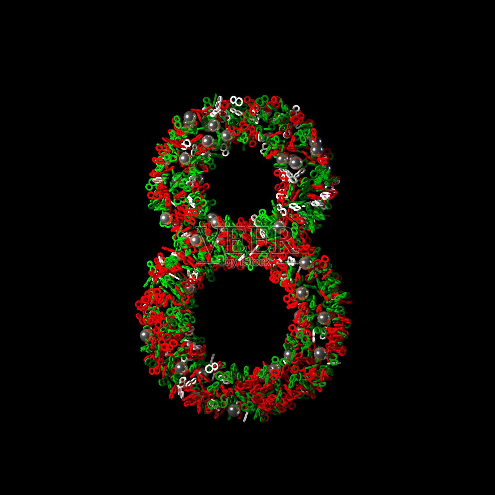 散落的圣诞字母和符号孤立在黑色背景上照片摄影图片