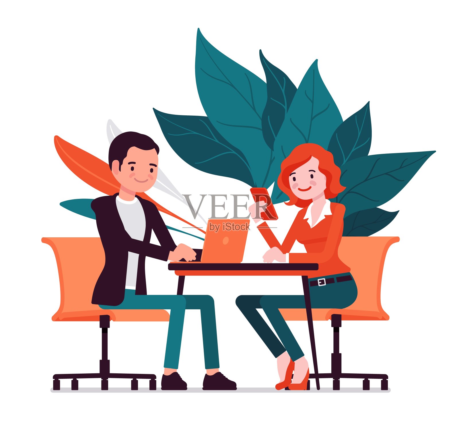 商人，商人在办公室开会插画图片素材