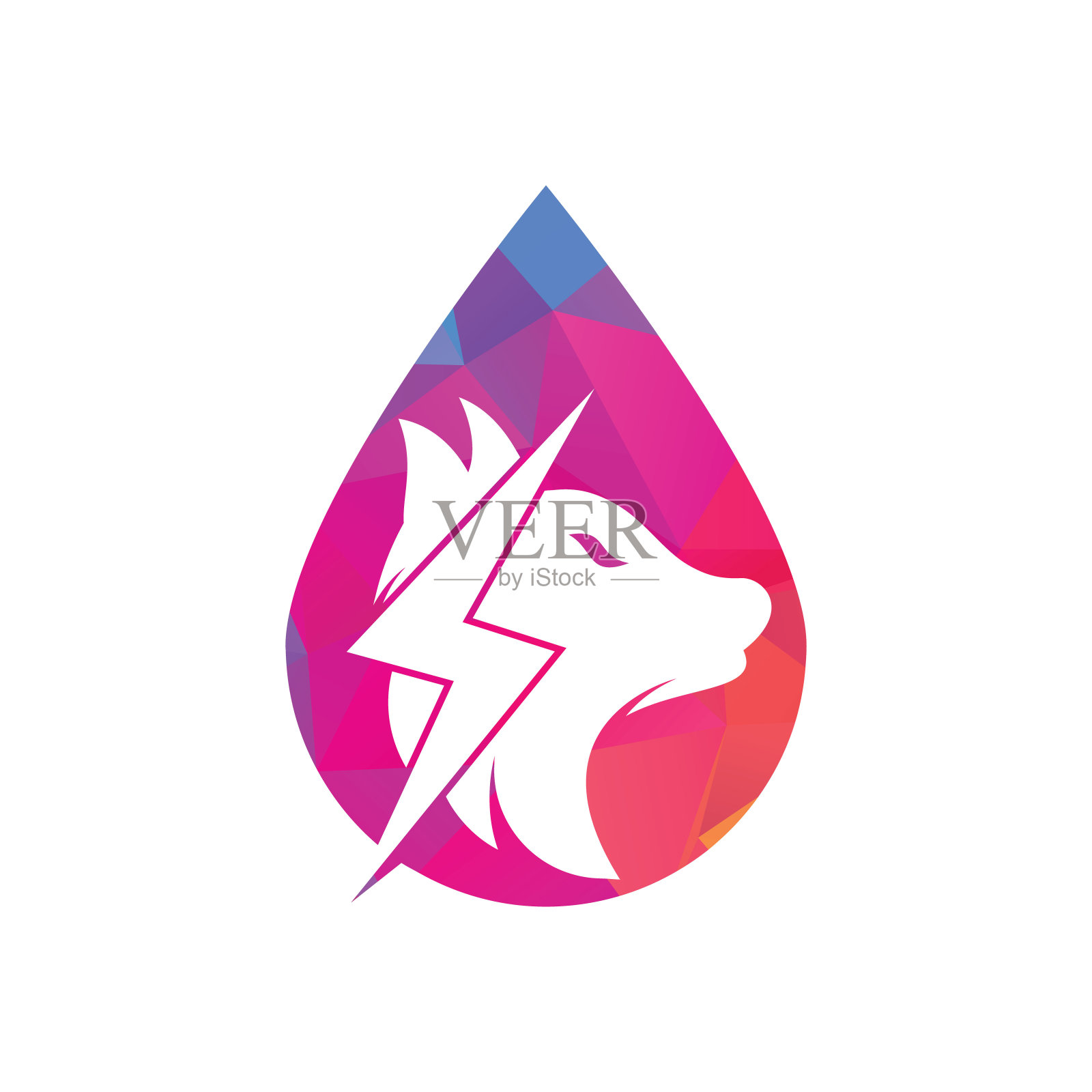 雷狼滴形概念logo设计插画图片素材