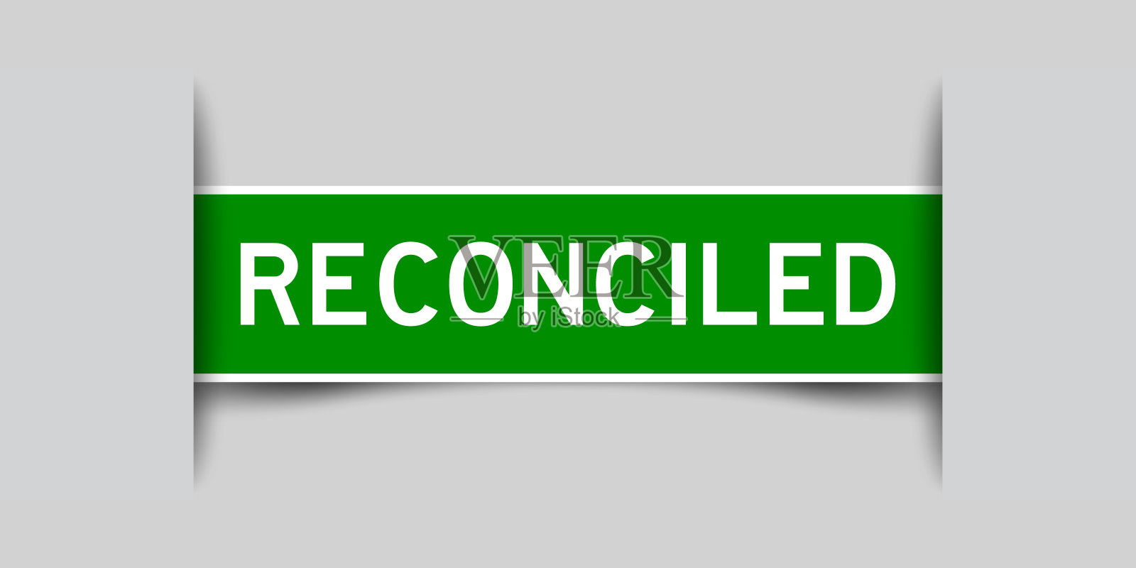 绿色方形标签贴纸与字调和插入灰色背景插画图片素材