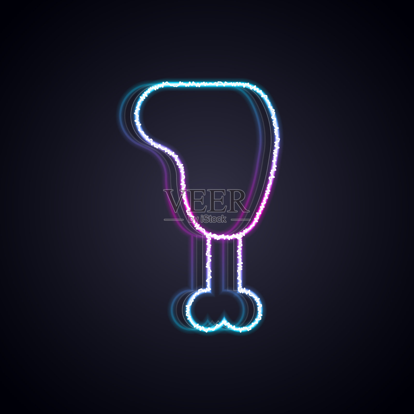 发光的霓虹灯线鸡腿图标孤立上插画图片素材