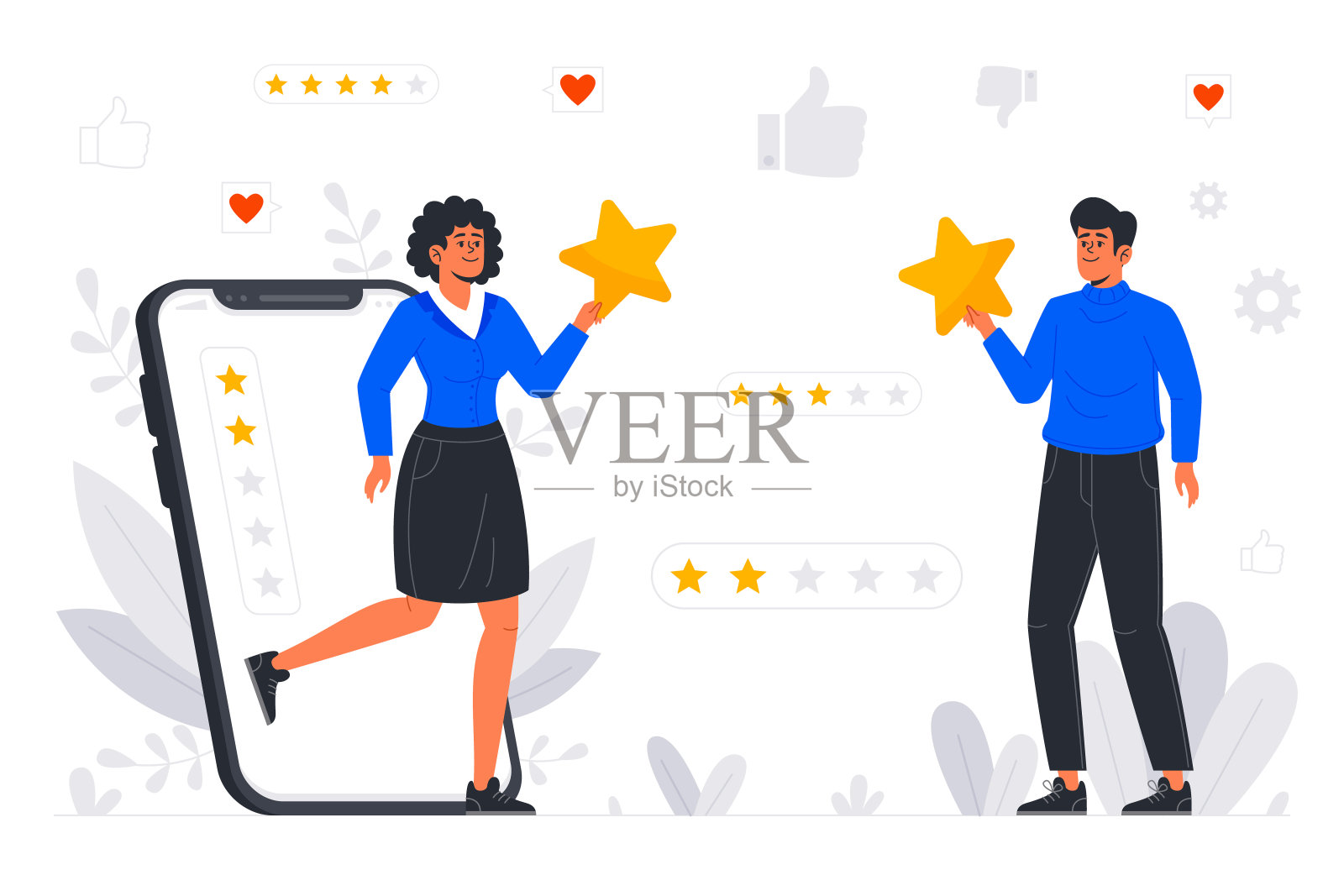 平面反馈概念矢量插图。客户体验与企业营销设计。客户评论。插画图片素材