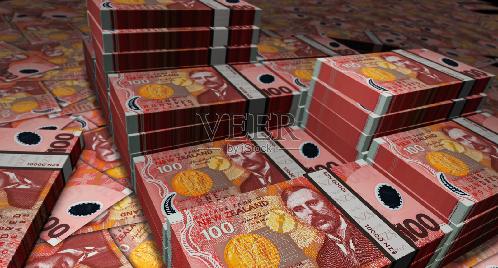 新西兰元100新元钞票3d插图照片摄影图片