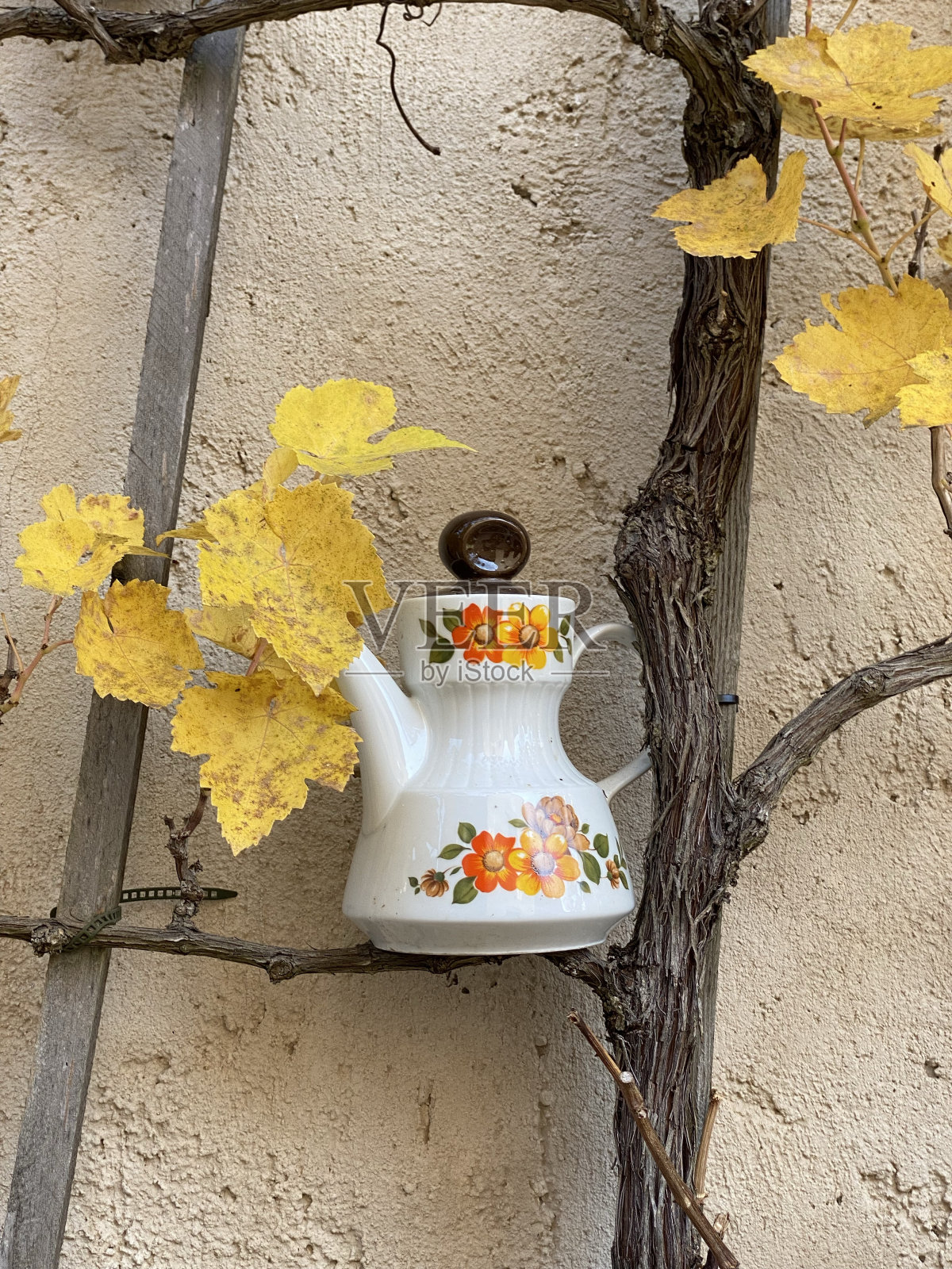 瓷罐作为棚架的装饰照片摄影图片