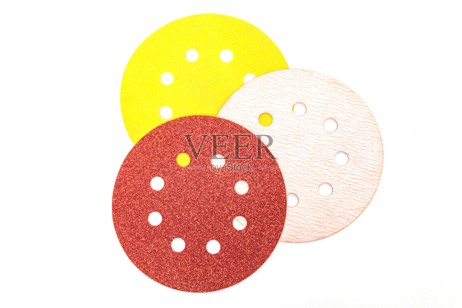 在白色背景上设置不同颜色的磨具照片摄影图片