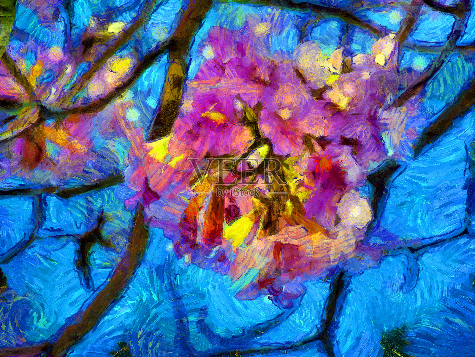 插图创造了一种印象派的绘画风格。插画图片素材