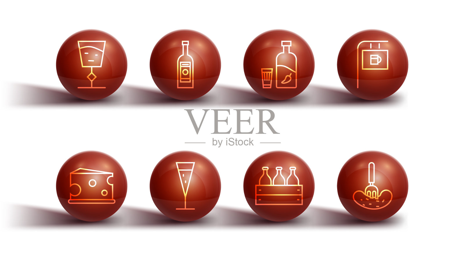 设线酒杯奶酪街招牌用图标素材