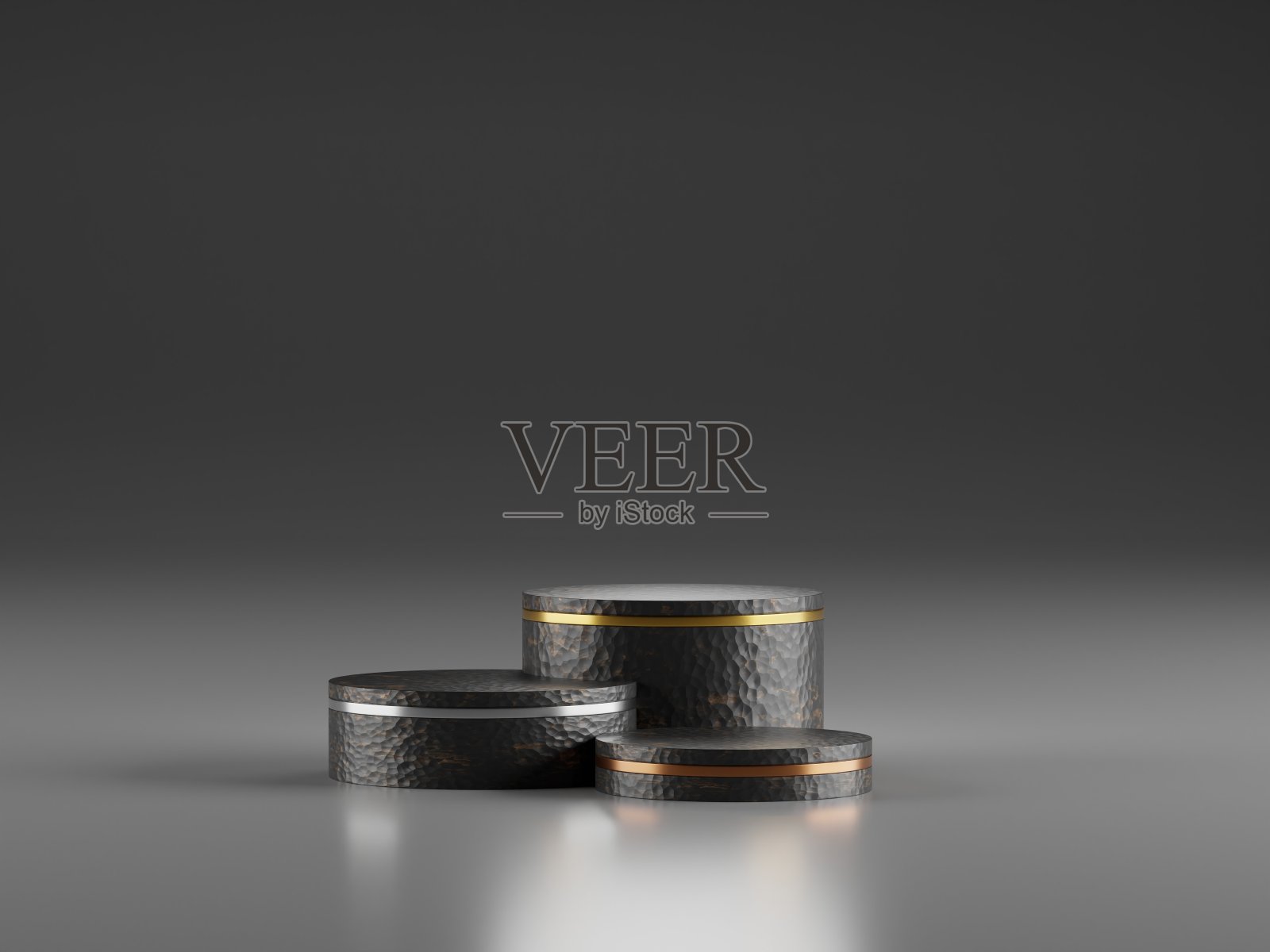 高级讲台展示，化妆品或美容产品促销模型。天然石材台阶底座。时髦的极简主义横幅，3D渲染插图。照片摄影图片