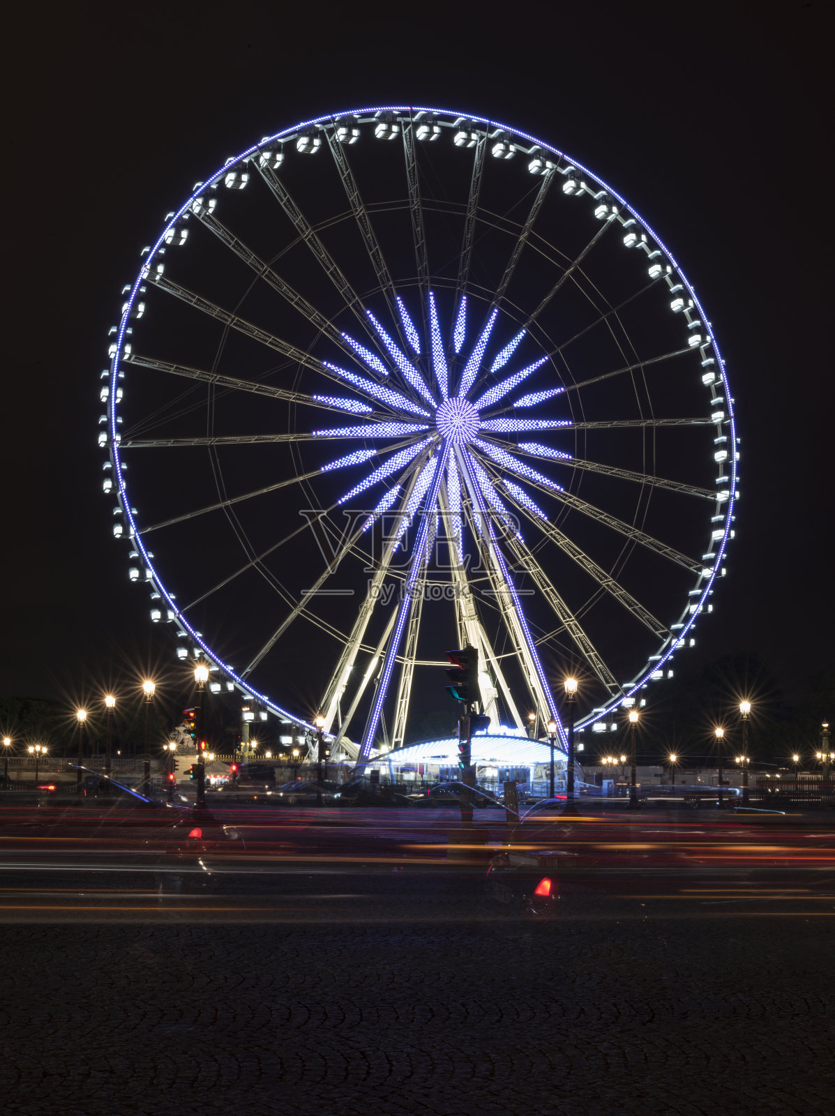法国巴黎的协和广场(协和广场)。香榭丽舍大街东端的协和广场。照片摄影图片