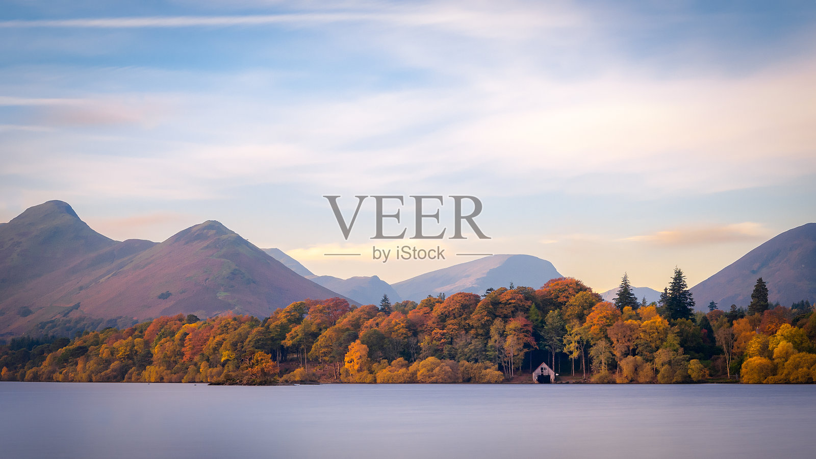 秋天在Derwentwater照片摄影图片