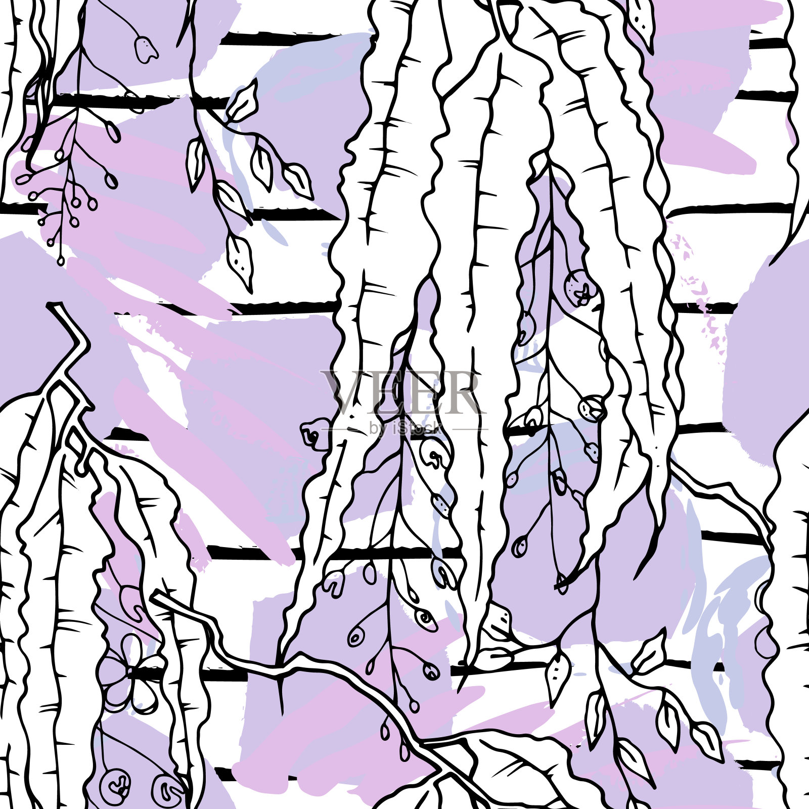 艺术创意热带黑白现代插画图片素材