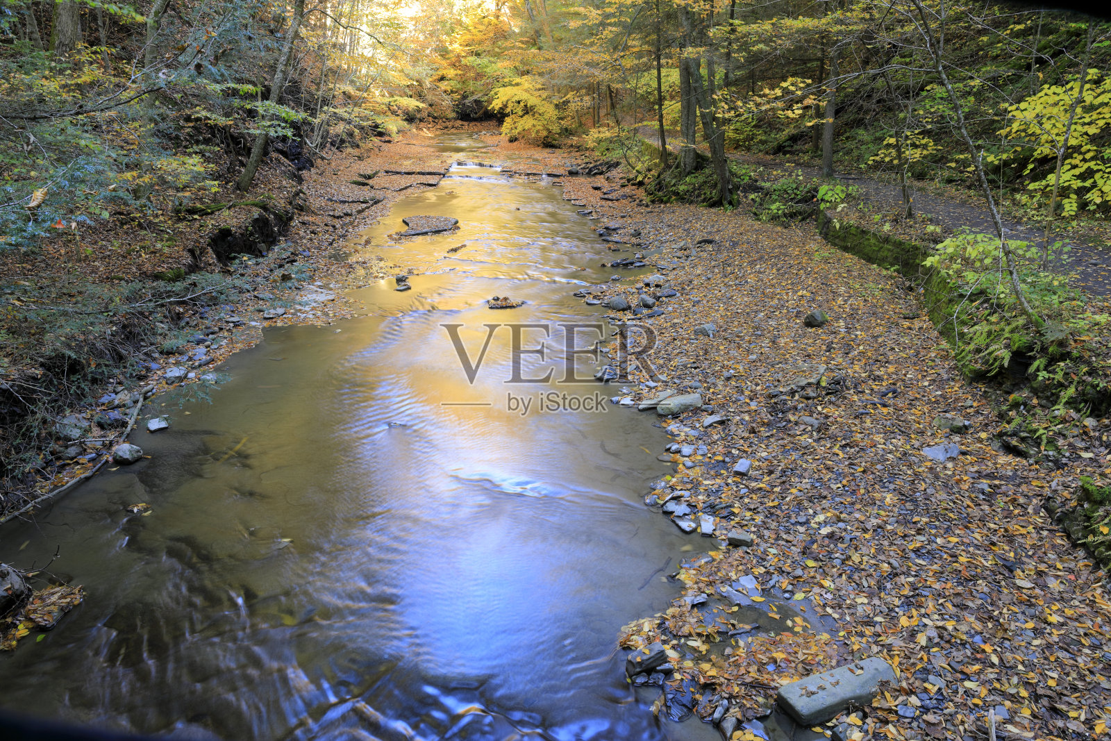 菲尔莫尔峡谷反射的秋光照片摄影图片