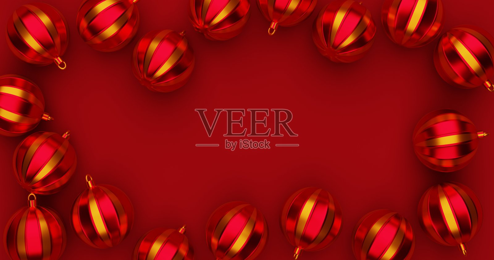 明亮的背景，美丽的节日气球，圣诞小饰品，3d渲染照片摄影图片